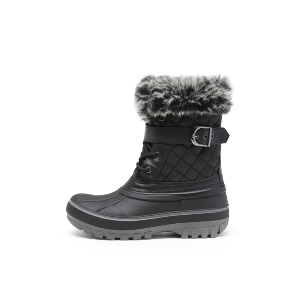 Kids Faux Fur Trim Mid-calf Boots - BLACK - 1